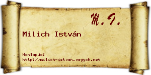 Milich István névjegykártya