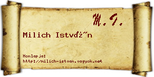 Milich István névjegykártya
